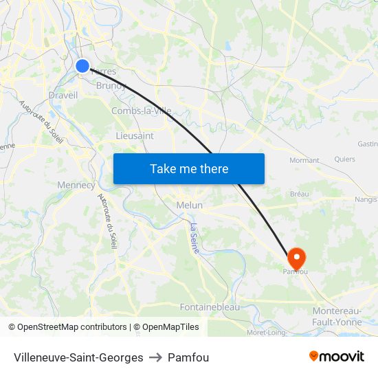 Villeneuve-Saint-Georges to Pamfou map