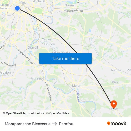 Montparnasse-Bienvenue to Pamfou map