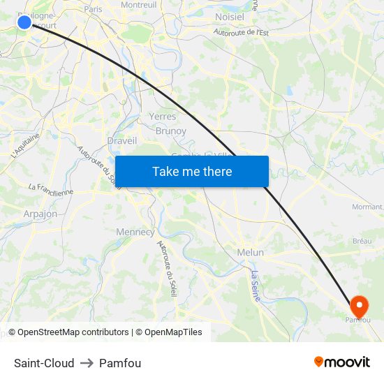Saint-Cloud to Pamfou map
