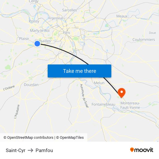 Saint-Cyr to Pamfou map