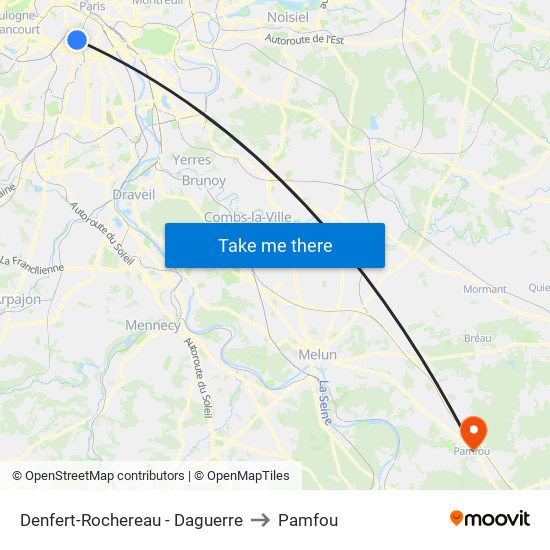 Denfert-Rochereau - Daguerre to Pamfou map