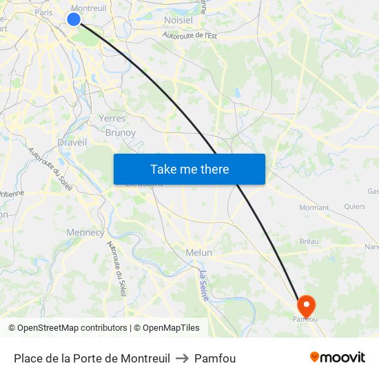 Place de la Porte de Montreuil to Pamfou map
