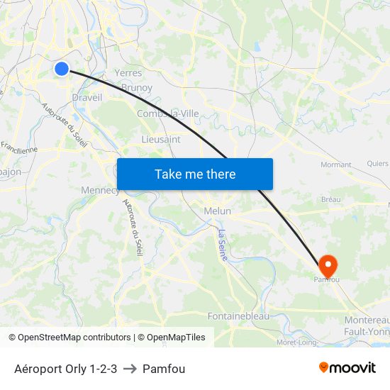 Aéroport Orly 1-2-3 to Pamfou map