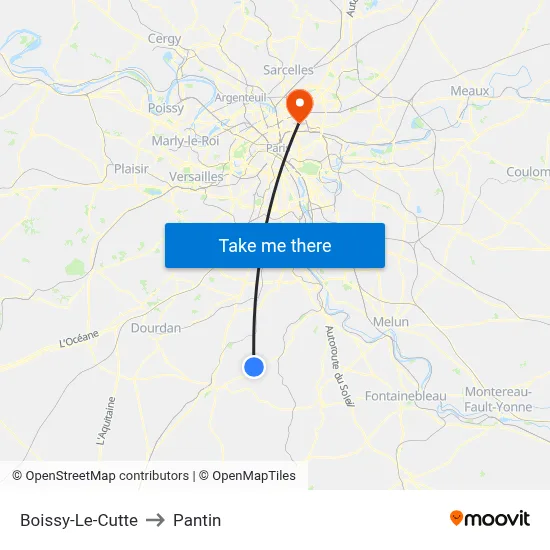 Boissy-Le-Cutte to Pantin map