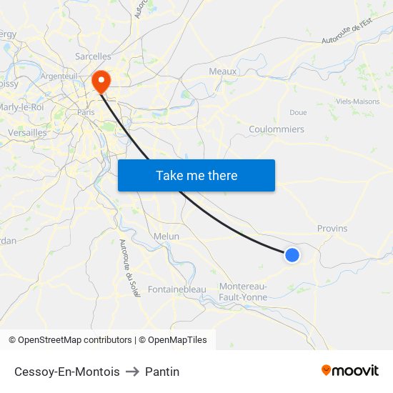 Cessoy-En-Montois to Pantin map