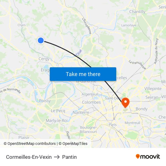 Cormeilles-En-Vexin to Pantin map