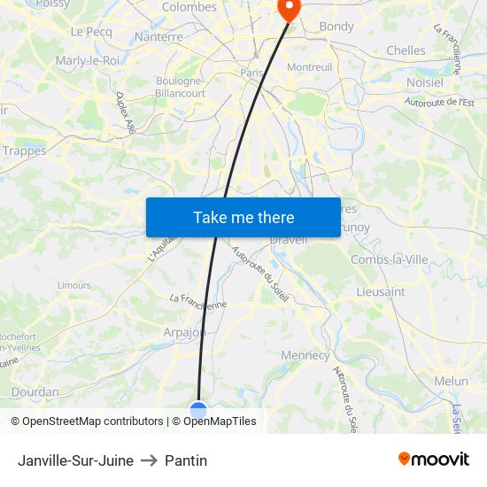 Janville-Sur-Juine to Pantin map
