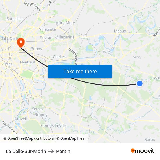 La Celle-Sur-Morin to Pantin map