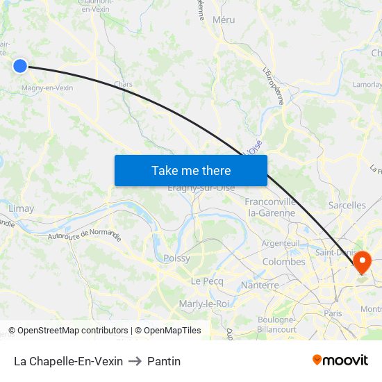 La Chapelle-En-Vexin to Pantin map