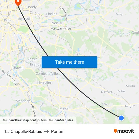 La Chapelle-Rablais to Pantin map
