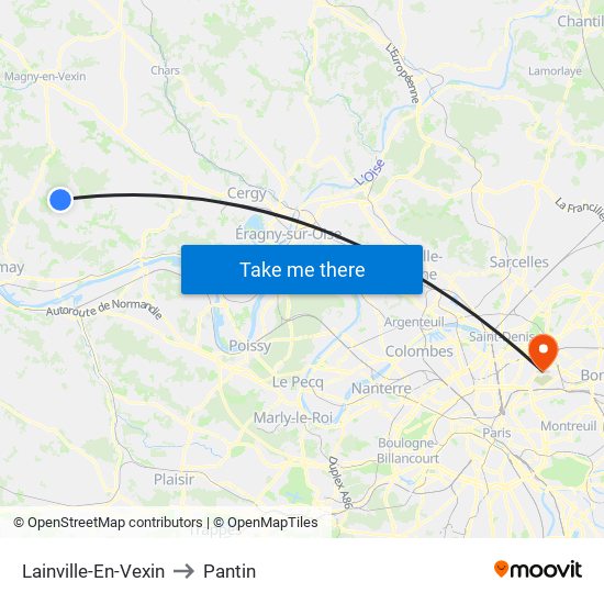 Lainville-En-Vexin to Pantin map
