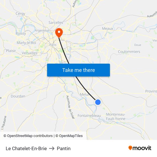 Le Chatelet-En-Brie to Pantin map