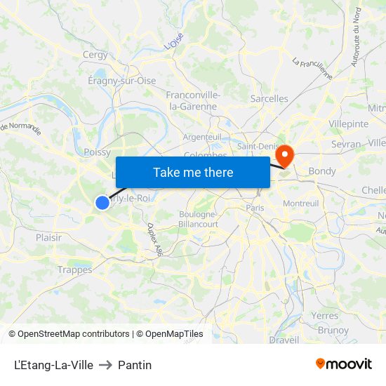 L'Etang-La-Ville to Pantin map