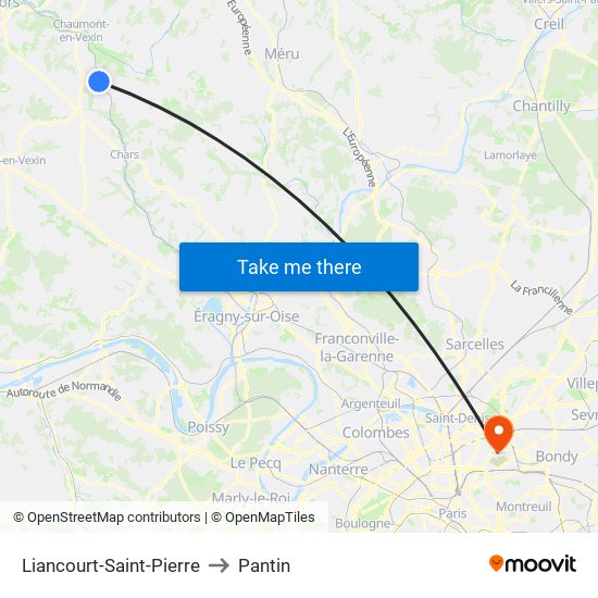 Liancourt-Saint-Pierre to Pantin map