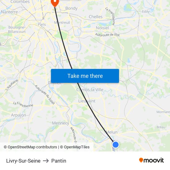 Livry-Sur-Seine to Pantin map