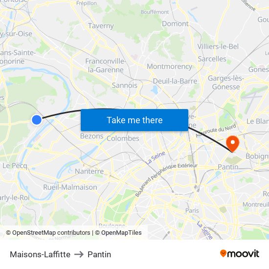 Maisons-Laffitte to Pantin map