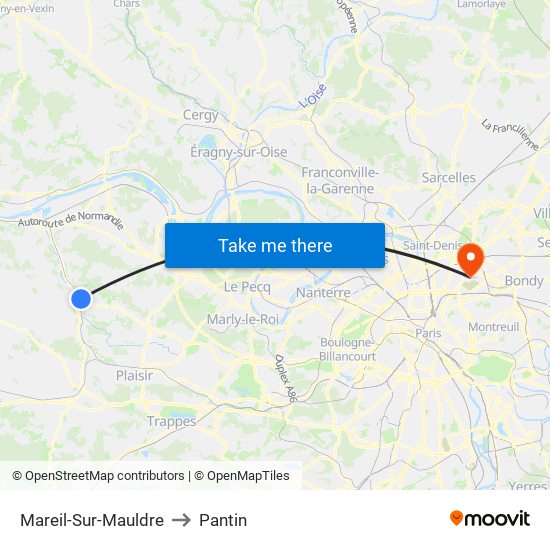 Mareil-Sur-Mauldre to Pantin map