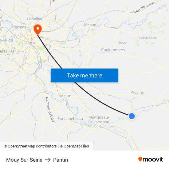 Mouy-Sur-Seine to Pantin map