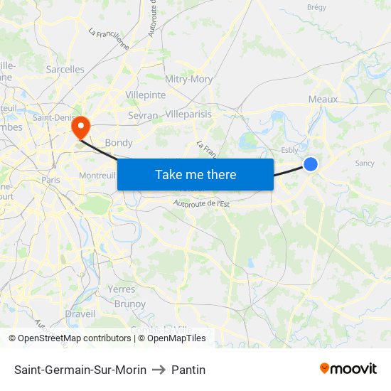 Saint-Germain-Sur-Morin to Pantin map