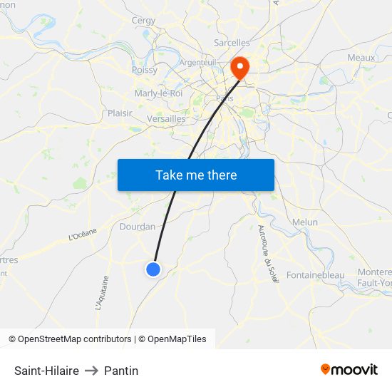 Saint-Hilaire to Pantin map