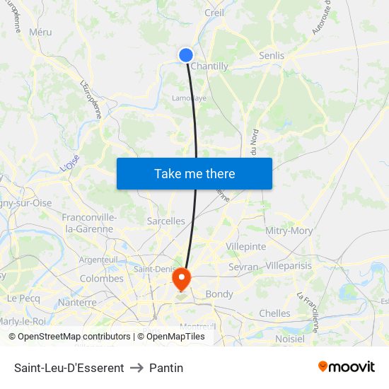 Saint-Leu-D'Esserent to Pantin map
