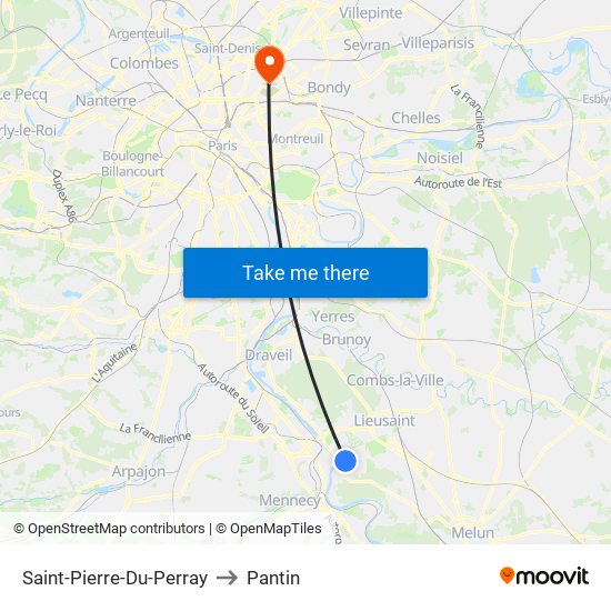 Saint-Pierre-Du-Perray to Pantin map