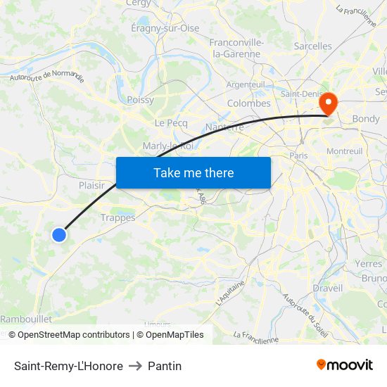 Saint-Remy-L'Honore to Pantin map