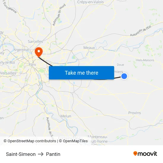 Saint-Simeon to Pantin map