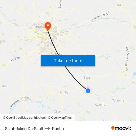 Saint-Julien-Du-Sault to Pantin map