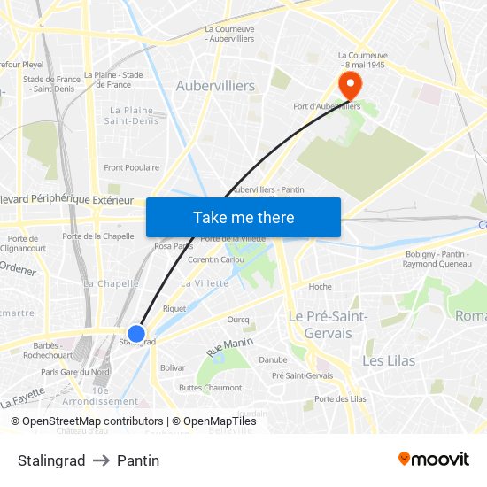 Stalingrad to Pantin map