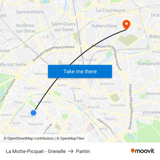 La Motte-Picquet - Grenelle to Pantin map