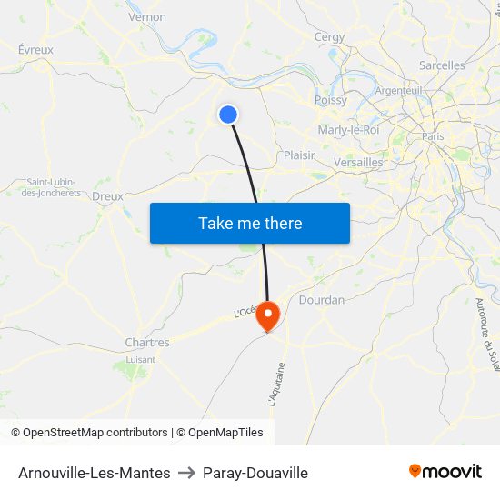 Arnouville-Les-Mantes to Paray-Douaville map