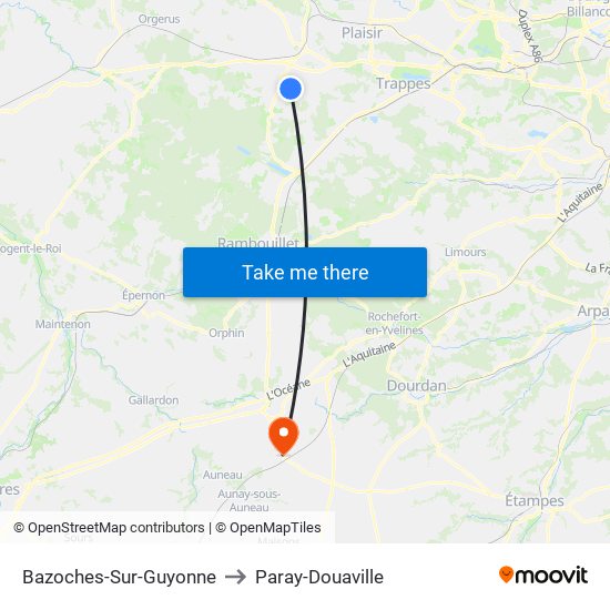 Bazoches-Sur-Guyonne to Paray-Douaville map