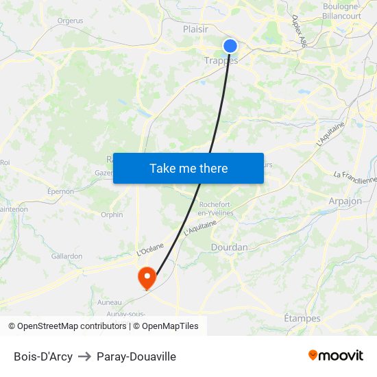 Bois-D'Arcy to Paray-Douaville map