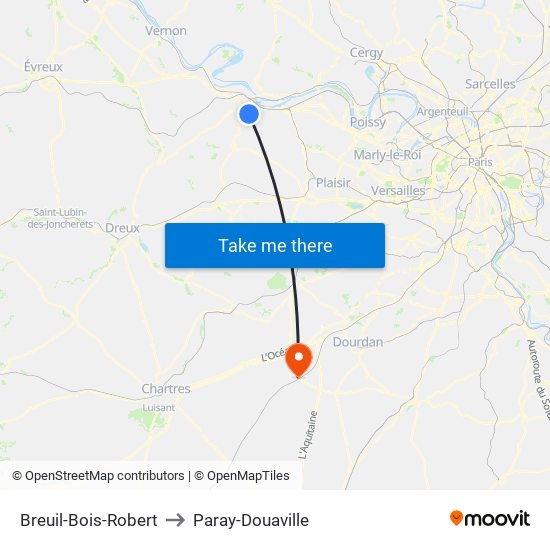 Breuil-Bois-Robert to Paray-Douaville map