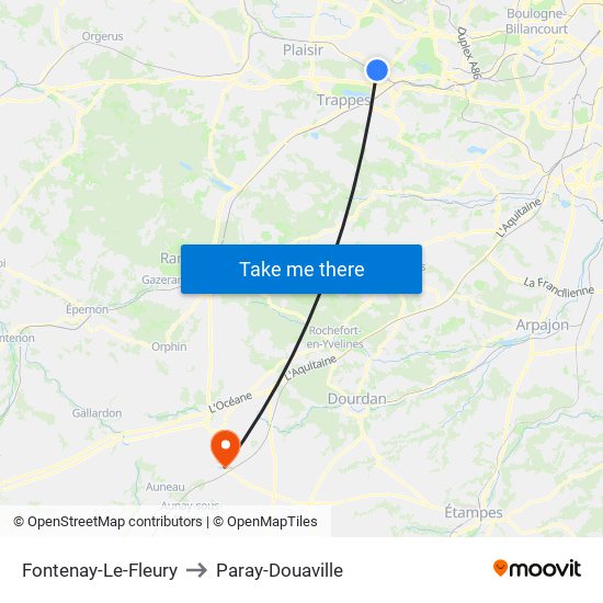 Fontenay-Le-Fleury to Paray-Douaville map