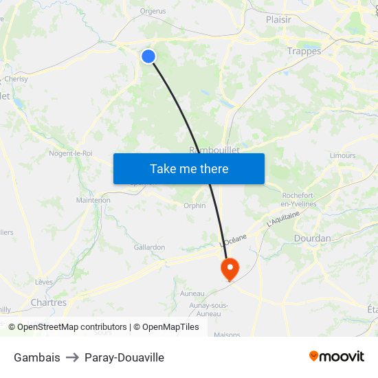 Gambais to Paray-Douaville map