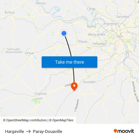 Hargeville to Paray-Douaville map