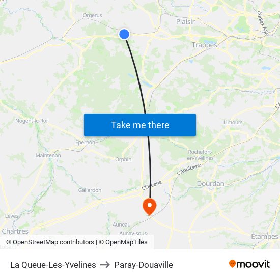 La Queue-Les-Yvelines to Paray-Douaville map