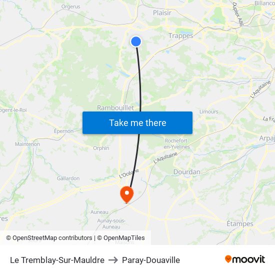 Le Tremblay-Sur-Mauldre to Paray-Douaville map
