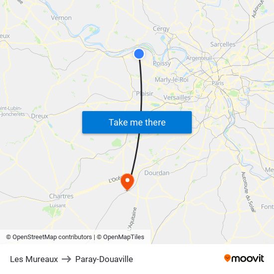 Les Mureaux to Paray-Douaville map