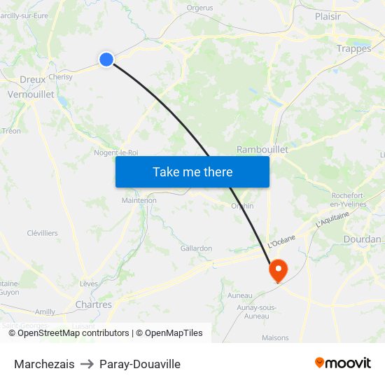 Marchezais to Paray-Douaville map