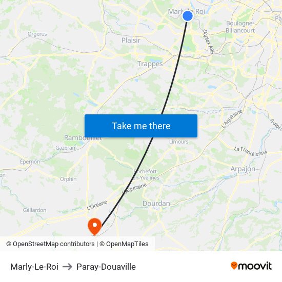 Marly-Le-Roi to Paray-Douaville map