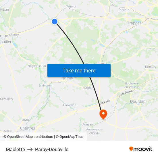 Maulette to Paray-Douaville map