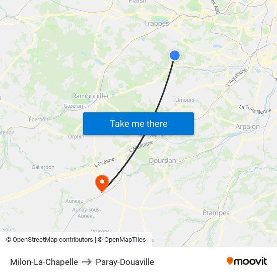 Milon-La-Chapelle to Paray-Douaville map
