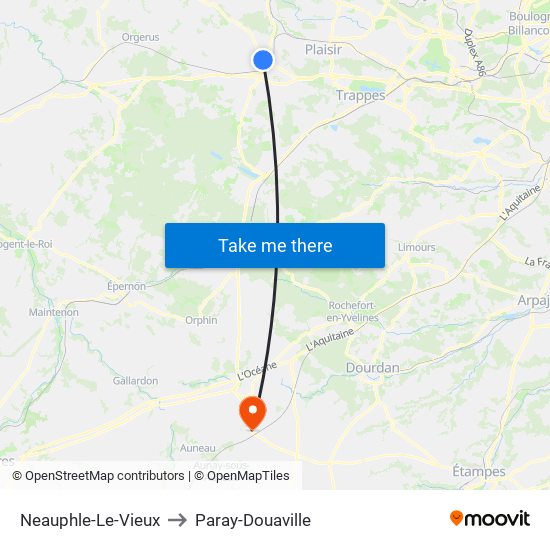 Neauphle-Le-Vieux to Paray-Douaville map