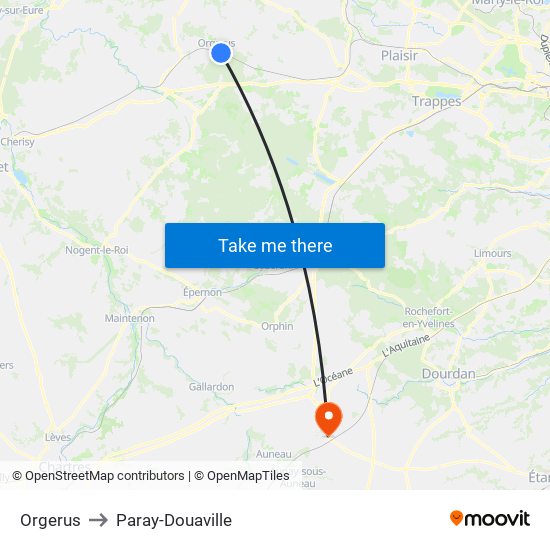 Orgerus to Paray-Douaville map