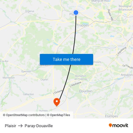 Plaisir to Paray-Douaville map