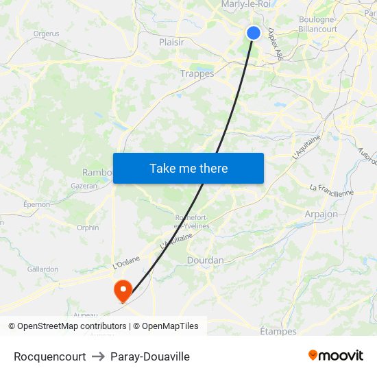 Rocquencourt to Paray-Douaville map