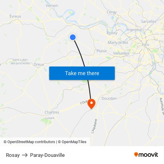 Rosay to Paray-Douaville map